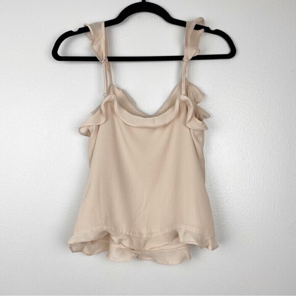 Lulu's Utterly Lovely Blush Ruffled Trimmed V-Neckline Cami Tank Top Size S - Picture 6 of 10